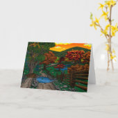 Boerderij #1 Zonsondergang Wenskaart Kaart (Gele Bloem)