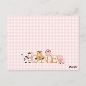 Boerderij 1e verjaardag adopteer een boerderijdier briefkaart (Achterkant)