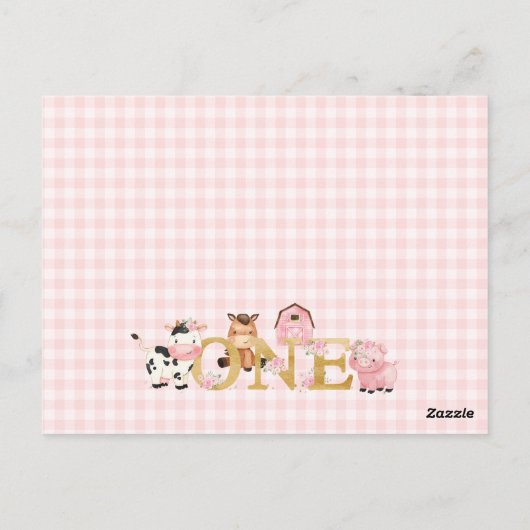 Boerderij 1e verjaardag adopteer een boerderijdier briefkaart (Achterkant)