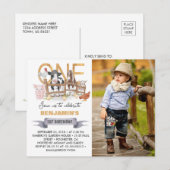 Boerderij 1e verjaardag barnyard foto uitnodiging (Voorkant / Achterkant)