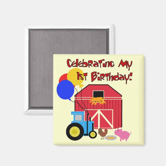 Boerderij 1e verjaardag overhemden en cadeaus magneet (Voorkant / Achterkant)
