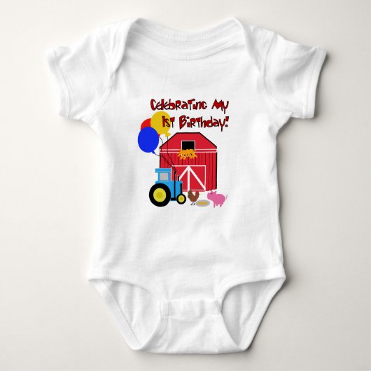 Boerderij 1e verjaardag overhemden en cadeaus romper (Voorkant)