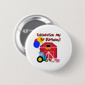 Boerderij 1e verjaardag ronde button 5,7 cm (Voorkant /achterkant)