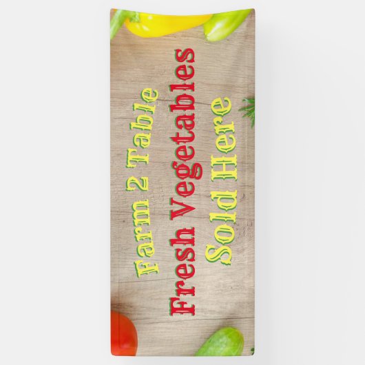 Boerderij 2 Tabel Verkoop verse groenten in banner (Verticaal)