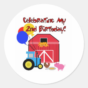 Boerderij 2e verjaardag ronde sticker