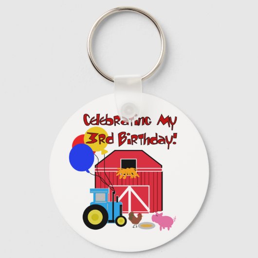 Boerderij 3e Verjaardag T-shirts en geschenken Sleutelhanger (Voorkant)