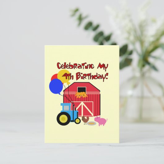 Boerderij 4e Verjaardag Tshirts en geschenken Briefkaart (Staand voorkant)