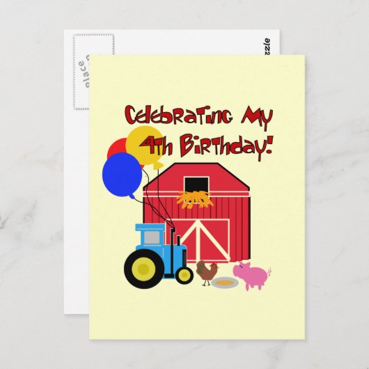 Boerderij 4e Verjaardag Tshirts en geschenken Briefkaart (Voorkant / Achterkant)