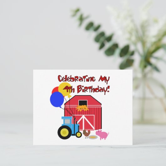 Boerderij 4e Verjaardag Tshirts en geschenken Briefkaart (Staand voorkant)