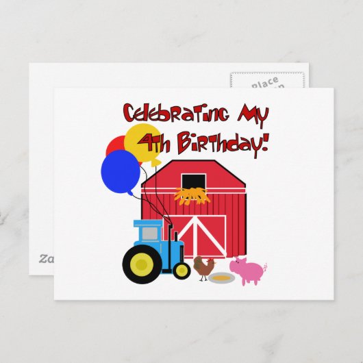 Boerderij 4e Verjaardag Tshirts en geschenken Briefkaart (Voorkant / Achterkant)