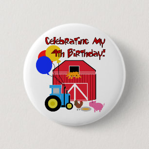Boerderij 4e Verjaardag Tshirts en geschenken Ronde Button 5,7 Cm
