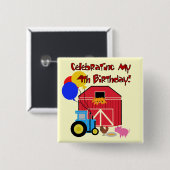 Boerderij 4e Verjaardag Tshirts en geschenken Vierkante Button 5,1 Cm (Voorkant /achterkant)