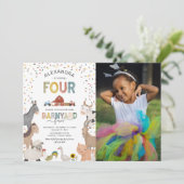 Boerderij 4e verjaardagsuitnodiging fotobar kaart (Staand voorkant)