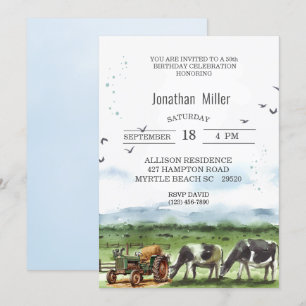  Boerderij 50e Verjaardag Tractor Party Kaart