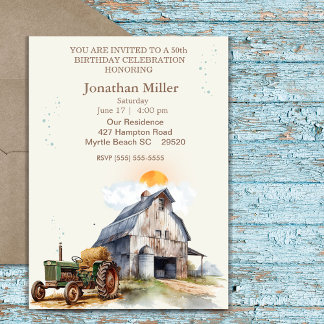  Boerderij 50e Verjaardag Tractor Party Kaart