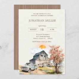  Boerderij 50e Verjaardag Vrachtwagen Feestuitnodi Kaart