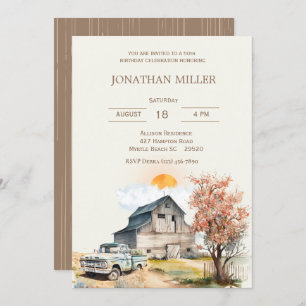 Boerderij 50e Verjaardag Vrachtwagen Feestuitnodi Kaart