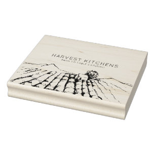 Boerderij aan tafel Catering Business Wood Art Sta Rubberstempel