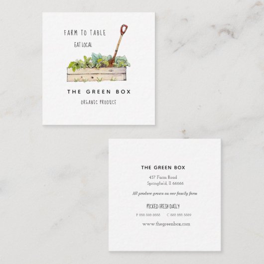 Boerderij aan tafel organisch boerderij vierkante visitekaartje (Voorkant / Achterkant)