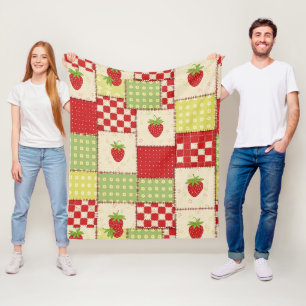 Boerderij Aardbei Gingham Bloemmotief Fleece Deken