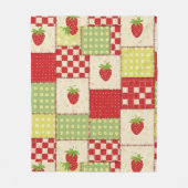 Boerderij Aardbei Gingham Bloemmotief Fleece Deken (Voorkant)