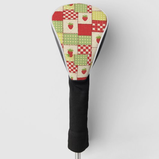 Boerderij Aardbei Gingham Bloemmotief Golfheadcover (Voorkant)