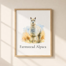 Boerderij Alpaca Aquarel Metaal Wanddecoratie
