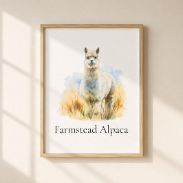 Boerderij Alpaca Aquarel Metaal Wanddecoratie