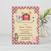 Boerderij Animal Baby shower Invitation Rustic Kaart (Staand voorkant)