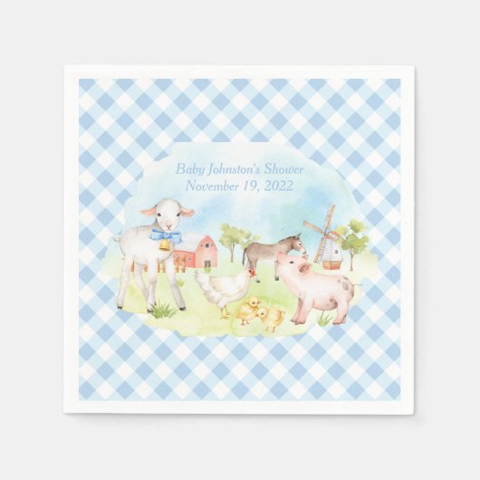 Boerderij Animal Baby shower Napkins Servet (Voorkant)