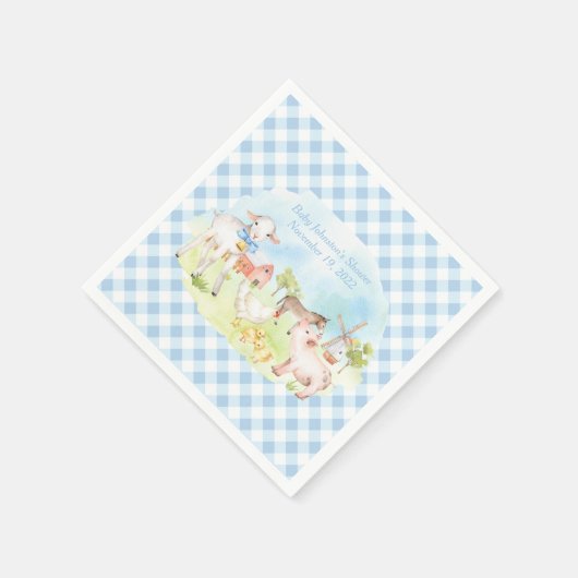 Boerderij Animal Baby shower Napkins Servet (Hoek)