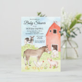 Boerderij Animal Baby Shower Uitnodigingen (Staand voorkant)