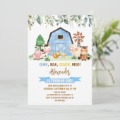 Boerderij Animal Barnyard Boy Eerste Verjaardag Kaart (Staand voorkant)