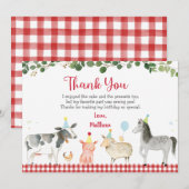 Boerderij Animal Barnyard Greenery Birthday Dank u Kaart (Voorkant / Achterkant)