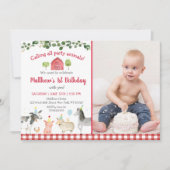 Boerderij Animal Barnyard Greenery Birthday Kaart (Voorkant)