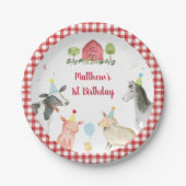 Boerderij Animal Barnyard Greenery Birthday Papieren Bordje (Voorkant)