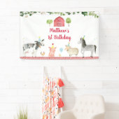 Boerderij Animal Barnyard Greenery Birthday Spandoek (Insitu)