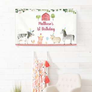 Boerderij Animal Barnyard Greenery Birthday Spandoek