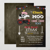 Boerderij Animal Barnyard Verjaardagsuitnodiging Kaart (Voorkant / Achterkant)