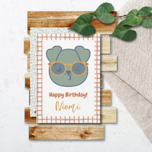 Boerderij Animal Birthday Dog Hearts Gingham Patte Feestdagenkaart
