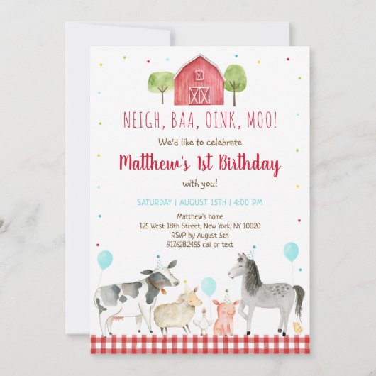 Boerderij Animal Boy Birthday Kaart (Voorkant)