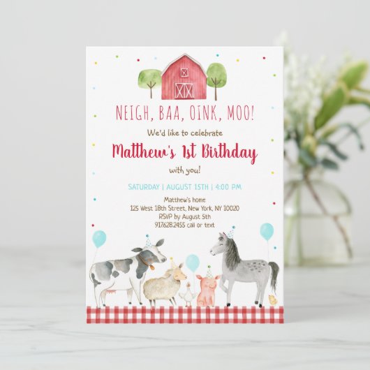 Boerderij Animal Boy Birthday Kaart (Staand voorkant)