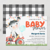 Boerderij Animal Boy Koe Baby shower Uitnodiging (Voorkant / Achterkant)