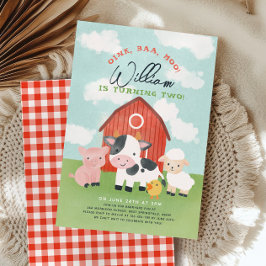 Boerderij Animal Boys Barnyard 2e verjaardag Kaart