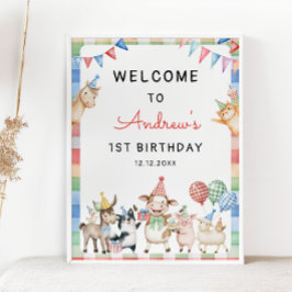 Boerderij Animal Calling All Party 1st Verjaardag  Poster