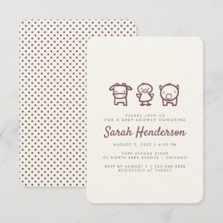 Boerderij Animal Doodles Baby shower Invitation Kaart