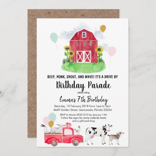Boerderij Animal Drive beroemd gemaakt door Birthd Kaart (Voorkant / Achterkant)