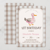 Boerderij Animal Duck Gingham Kaart (Voorkant / Achterkant)