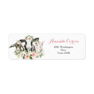 Boerderij Animal Floral Girl Adres Etiket