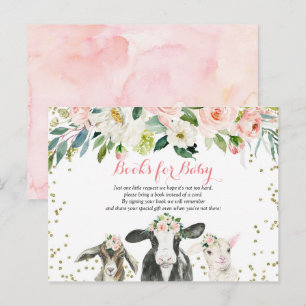 Boerderij Animal Floral Girl Books voor een Baby Uitnodiging Briefkaart